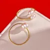 S3730 anneau de perles d'eau douce Grain de riz pour femmes perles naturelles anneau végétarien en métal index ouverture anneaux réglables