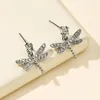 Stud Earrings Fashion Women Rhinestone Crystal Alloy Dragonfly Drop Pendant Female Luxury Shine Boutique Jewelry