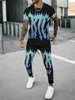 メンズトラックスーツオクトパス3Dプリント半袖Tシャツロングパンツ2ピースセット衣装スーツカジュアル特大の布2023夏の男性