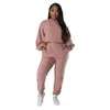 Kvinnors tvåbitar byxor Wishyear 2023 Casual Outfit Women Fleece Set Long Sleeve Crop Top och Cozy LougeWear Trouser Suits Tracksuis