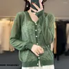 Kvinnors stickor Summer Loose V-Neck Single-Breasted Knit Cardigan Women's Long Sleeved Thin Micro Transparenta Sunscreen Shirt Jacket