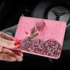 Nieuwe lederen rijbewijshouder Rose Flower Diamond Crystal Autosleutel Tas Portemonnee Portemonnee Vrouwen Creditcard Pocket Case