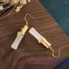 Dangle Oorbellen Witte Jade Bamboe Zirkoon Crystal Vrouwen Charm 925 Zilveren Mode Amulet Sieraden Natuurlijke Edelsteen Chalcedoon Geschenken