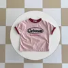 Tshirts w stylu koreański Summer Baby Baby Boy Top Okoła szyja Letter krótki rękaw