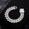 Bracelets porte-bonheur TOPGRILLZ Mens Bracelet 18mm Baguette Prong Cubain Lien CZ Iced Out Chaîne Haute Qualité Hip Hop Bijoux De Luxe Pour Cadeau 230602