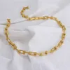 New Fashion 18K Gold Plated Handmade U Shaped Necklace Bracelet Jewelry Set Stainless Steel Waterproof Thick Liked U Shape Chain