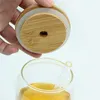 Glasbecher Bambusdeckel und Strohhalm Bubble Tea Transparente Kalttrinkkaffeetassen Weinmilchbecher Glastrinkgeschirr Langlebige Becher JN02