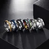 Pierścienie opaski obracają obrotowe lęki pierścienie fidget tytanowe stal nierdzewna łańcuch wirujący palec palec dla mężczyzn niebieski złoty kolor czarny punk rock j230602