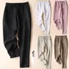 Capris Cotton Linen Elegancki pełnowymiarowy pełny rozmiar popularny projekt elastycznych talii Casual Comfort Pants P230602