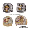 Solitaire Ring 4Pcs James Basketball Team Champions Championship Set With Wooden Box Souvenir Men Women Boy Fan Brithday Gift 2022