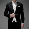 スーツ3ピースマンテールコートフォーマルな結婚式の花groommenタキシード2022黒と白のオーダーメイドスーツ2019男性ジャケットパンツベスト