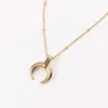 Hot Selling 18k guldpläterad rostfritt stål hornform månhänge halsband för kvinnor