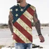 Men's Tank Tops Turtleneck Top Male Independence Day Spring Summer Vest Print Pattern Men's Plain T Shirts Scoop Neck Long Sleeve For