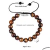 Perlen Herren Mode Natürliche Tigerauge Perlen Matte Onyx Stein Gewebte Armband Armreifen Heilung NCE Gebet Frauen Männer Schmuck Drop Delive Dh2Oy