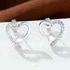 Stud Love Heart Star Zircon Boucles d'oreilles pour femmes mariée mariage fiançailles boucle d'oreille saint valentin cadeau bijoux Mujer
