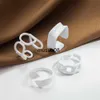 Bandringe IPARAM Trendy Acryl Geometrische Hohlring Set für Frauen Bohemian Weiß Offener Verstellbarer Ring 2021 Modeschmuck Geschenk J230602