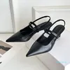 Toteme Designer-Sandalen mit hohen Absätzen für Damen, spitze Schuhe, professionelle formelle Schuhe, Leder, flacher Mund, Rückenriemen, schwarz