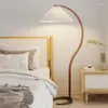 Floor Lamps Living Room Solid Wood Pleated Led Bedroom Bedside Lamp Sofa Next To The Remote Control Dimming Ambient Lights