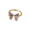 Pierścienie zespołowe vintage delikatne otwarte pierścienie motyla dla kobiet regulowane kolorowe kroplowe glazurę Nowe wysokiej jakości wykwintne prezenty biżuterii J230602