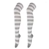 Frauen Socken Frauen Strümpfe Lolita Ladies Mädchen schwarzer langer Winter Oberschenkel hoch gestreift über Knie -Baumwoll -Cosplay 2023