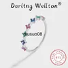 Anelli a fascia NOVITÀ Trend Rainbow Series Flower Plum Blossom Emerald Sapphire Coppia anello per le donne Croce gioielli regalo in argento sterling originale J230602