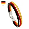 Charm Bracelets Unique Men Flag Symbol Bracelet Handmade Braided Leather Braclet Ukraine Brazil Spain Culture Braslet Punk Jewelry Bangle