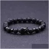Beaded Wholesale Handmade Diffuser Natural Stone Bracelets Women Jewelry Charms Volcanic Rock Buddha Head Beads For Men Drop Delivery Dhj5N