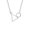 Anhänger Halsketten POPACC Minimalistische geometrische Dreieck-Kreis-Ring-Schnalle für Frauen personalisierte Schlüsselbein-Halskette