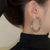 Hoopörhängen Wintrue 49mm stor cirkelkristall för kvinnor Silverfärg Fashion Round Shiny Big Earring Jewelry Party Gift
