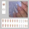 False Nails 24st/Set Long White French Soparble Silver Glitter Ballerina Nail Accessory Art Full Tips Beauty Fake