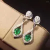 Stud Earrings Wedding Gift Elegant High Quality Natural And Real Emerald Earring Original 925 Sterling Silver Gem