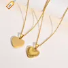 Einzigartiges Design 18K vergoldeter Edelstahl Herz Streifen Tropfen Anhänger Halskette für Frauen PN-1282