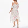 Robes décontractées basiques grande taille femmes épaule froide Floral Maxi bohème ALine sangle manches Robe Wrap col en V taille élastique Colhing été 230601