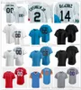 Revive Teal Uniforms 30th Anniversary Baseball Jerseys 26 Garrett Cooper 9 Jean Segura 47 Johnny Cueto 14 Bryan De La Cruz 3 Luis Arraez 5 Jon Berti 64 Jerar Encarnacion