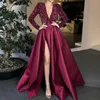 Dresses Women Formal Dresses for Ball 2023 New Sexy High Split Feminine Long Sleeve Beaded V Neck Wedding Dresses for Bride Sequin Gowns