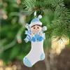 Baby Boy Girl Speckled Stocking Resin Craft Personalized Lover Baby First Gifts Christmas Ornament Souvenirs With Scarf Milk Bottle Glitter