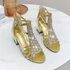 Sandalen Plus Größe 41 Gladiator Damen High Heels Kleid Schuhe Gold T Riemen Schuh Splitter Schmalband Strass Hochzeit 1352N