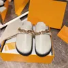 Frauen Männer Leder Pantoletten Hausschuhe Gemütliche Komfort Sandalen Metall Kette Plattform Sandale Mode Sommer Blumen Schuhe 35-45 mit box NO437