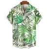 Camicie casual da uomo Moda Camicia da uomo originale hawaiana Stampa foglia estiva Sciolto Slim Fit Top oversize per uomo Camicette Camisas