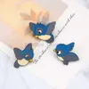 Fashion Blue Birds Brosches for Women Cartoon Flying Fledgling Animal Emamel Pins Shirt Bag Hat Pin Badge Accessories Barn Present