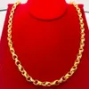 Men Necklace Chain Solid Fashion Trendy Real 18k Yellow Gold Filled Male Hip Hop Clavicle Jewelry Gift