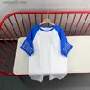 メンズTシャツ2023SS RHUDE RAGLAN Tシャツ最高品質の男性女性刺繍袖