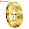 Anelli a fascia iTungsten 6mm 8mm Tungsten Hammer Ring Uomo Donna Fidanzamento Wedding Band Trendy Jewelry Bordi a gradini a cupola Comfort Fit J230602