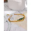 JINYOU 771 Malachiet Groen Natuursteen Handgemaakte Multi Layer Armbanden Bangle Rvs 18 k Goud Vrouwen Charm Sieraden