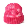 Bérets 2023 haute qualité unisexe automne hiver tie-dye côtelé tricoté chapeau bonnet extérieur chaud Ski laine livraison rapide