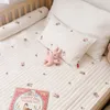 Bed Rails Korean Quilted Crib Sheet Bear Olive Bunny Embroidery Baby Cot Cotton Kids Mattress Infant Cover Allow Custom Made 230601