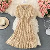 Casual Dresses Gentle Style Doll Neck Chiffon Dress with Broken Flowers 2023 Summer Fairy Super French Girl First Love