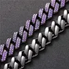 Charm Bracelets Dark Purple Cuban Chains Bracelet for Men Women Gifts Micro Pave CZ Stone Hip Hop Jewelry 230602