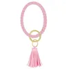 Keychains Fashion Solid Color Wristlet Keychain For Women Key Chain Silicone Tassel Flexible Wrist Strap Ring Car Accessories