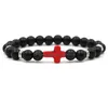 Charme Bracelets Croix Hommes Bracelet Marque En Gros Unisexe Pierre Naturelle Travail À La Main Noir Onyx Volcan Mat Perlé Drop Delivery Jewel Dhbis